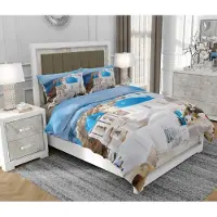 SOVIO Bettwäsche 200x220 cm + 2x70x80 cm, 3-teilig, 100% Baumwolle, Satin, Reißverschluss, Meer, Bunt - | So.0035