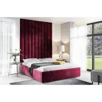 LIKMA Polsterbett Kastanienbraun 140x200 cm mit Stauraum Verchromte Füße 4,5 cm Doppelbett Gepolsterter Stoffett mit Gaslift Stoffbett Bettgestell Ohne Matratze