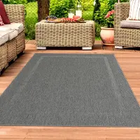Teppichhome24 Sisalteppich mit dezenter Bordüre in anthrazit Größe - 160 x 220 cm