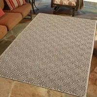 Teppichhome24 In- und Outdoorteppich mit Rautenmuster beige/schwarz Größe - 160 x 230 cm