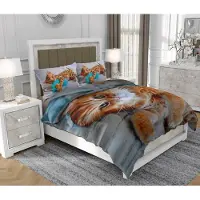SOVIO Bettwäsche 140x200 cm + 2x70x80 cm, 3-teilig, 100% Baumwolle, Satin, Reißverschluss, Katze, Bunt - | So.Z0026