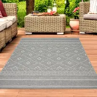 Teppichhome24 In- & Outdoor Teppich Sisal Optik Rauten Muster graufarben Größe - 200 x 280 cm