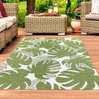 Teppichhome24 Exotischer Outdoor-Teppich mit tropischen Blättermotiven in Grün Größe - 180 x 280 cm