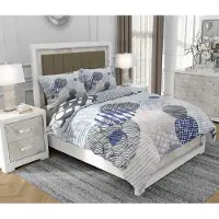 SOVIO Bettwäsche 160x200 cm + 2x70x80 cm, 3-teilig, 100% Baumwolle, Satin, Reißverschluss, Ornament, Weiß - | So.0039