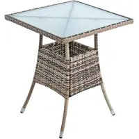 ESTEXO Polyrattan Beistelltisch Balkontisch 57 cm Rattan Tisch Gartentisch Beige-Braun