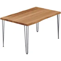 LAMO Manufaktur Esstisch Küchentisch Schreibtisch Couchtisch aus Massivholz, mit Baumkante 100x80x76 cm (AxBxH), Creative, Dunkel / Anthrazit, LUB-01-A-004-7016Cr