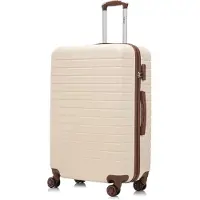 YONSLY KofferTrolley ReisekofferSuitcase, Rollkoffer Handgepäck ,mit 4 Rollen360°, Hartschalenreisekoffer, Zahlenschloss, Weicher Gummigriff(M, Elfenbeinweiß