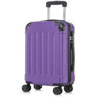 YONSLY Koffer Trolley Reisekoffer Suitcase, Rollkoffer Handgepäck ,mit 4 Rollen360°, Hartschalenreisekoffer, Zahlenschloss, Weicher Gummigriff(L,Lila)