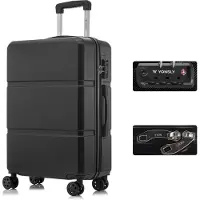 YONSLY Premium Reisekoffer TSA-Schloss,YKK-Reißverschluss Hartschalen-Koffer Trolley Kabinenkoffer Rollkoffer Suitcase Handgepäck (Schwarz, XL)