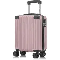 YONSLY Koffer Trolley Reisekoffer Suitcase, Rollkoffer Handgepäck ,mit 4 Rollen360°, Hartschalenreisekoffer, Zahlenschloss, Weicher Gummigriff(S, Roségold)