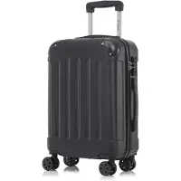 YONSLY Premium Reisekoffer TSA-Schloss,YKK-Reißverschluss Hartschalen-Koffer Trolley Kabinenkoffer Rollkoffer Suitcase Handgepäck (Schwarz, M)