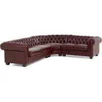 Woodkings Ecksofa Chesterfield Echtleder II rot