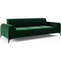 LIKMA Flaschengrün 3 Sitzer Samt Sofa Elsa 234x77x93 cm 3-er Couchgarnitur Hydrophobe Beschichtung Velvet Moderne Wohnzimmer Couch Velours Glamour Design Stoff Fresh 13