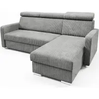 LIKMA Hellgrau Ecksofa Mako 213x165 cm mit Schlaffunktion (190x125 cm) Eckcouch mit Bettkasten und Verstellbare Kopfstützen Wohnlandschaft