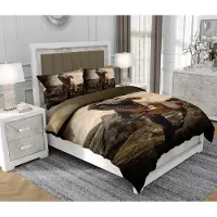 SOVIO Bettwäsche 140x200 cm + 2x70x80 cm, 3-teilig, 100% Baumwolle, Satin, Reißverschluss, Dinosaurier, Bunt - | So.Z0008