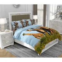 SOVIO Bettwäsche 140x200 cm + 2x70x80 cm, 3-teilig, 100% Baumwolle, Satin, Reißverschluss, Tiere, Bunt - | So.0103