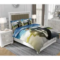 SOVIO Bettwäsche 140x200 cm + 2x70x80 cm, 3-teilig, 100% Baumwolle, Satin, Reißverschluss, Motorrad, Bunt - | So.0154