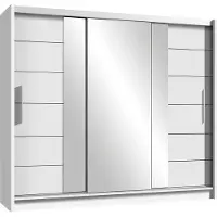 AGMAT-FURNITURE Schwebetürenschrank Tirana II 250, 3 Türen Kleiderschrank mit 3 Spiegel, Moderne Garderobe, Schrank in Größe: 250 x 215 x 61 cm