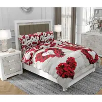 SOVIO Bettwäsche 140x200 cm + 2x70x80 cm, 3-teilig, 100% Baumwolle, Satin, Reißverschluss, Herzen, Rot - | So.0020