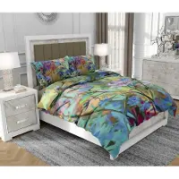 SOVIO Bettwäsche 200x220 cm + 2x70x80 cm, 3-teilig, 100% Baumwolle, Satin, Reißverschluss, abstrakt, Bunt - | So.0055