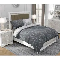SOVIO Bettwäsche 140x200 cm + 2x70x80 cm, 3-teilig, 100% Baumwolle, Satin, Reißverschluss, Uhr, Grau - | So.9041