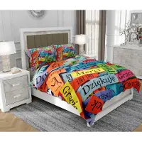 SOVIO Bettwäsche 140x200 cm + 2x70x80 cm, 3-teilig, 100% Baumwolle, Satin, Reißverschluss, abstrakt, Bunt - | So.0110