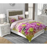 SOVIO Bettwäsche 160x200 cm + 2x70x80 cm, 3-teilig, 100% Baumwolle, Satin, Reißverschluss, Blumen, Rosa - | So.0018