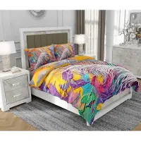 SOVIO Bettwäsche 200x220 cm + 2x70x80 cm, 3-teilig, 100% Baumwolle, Satin, Reißverschluss, Bunt - | So.0323