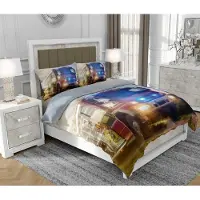 SOVIO Bettwäsche 140x200 cm + 2x70x80 cm, 3-teilig, 100% Baumwolle, Satin, Reißverschluss, Bunt - | So.0327