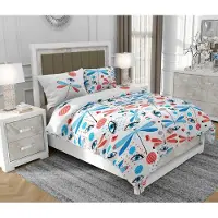 SOVIO Bettwäsche 160x200 cm + 2x70x80 cm, 3-teilig, 100% Baumwolle, Satin, Reißverschluss, Bunt - | So.9058