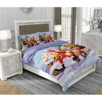 SOVIO Bettwäsche 200x220 cm + 2x70x80 cm, 3-teilig, 100% Baumwolle, Satin, Reißverschluss, Bunt - | So.8007
