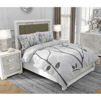 SOVIO Bettwäsche 140x200 cm + 2x70x80 cm, 3-teilig, 100% Baumwolle, Satin, Reißverschluss, Baum, Grau - | So.0006