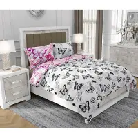 SOVIO Bettwäsche 160x200 cm + 2x70x80 cm, 3-teilig, 100% Baumwolle, Satin, Reißverschluss, Schmetterlinge, Bunt - | So.9022