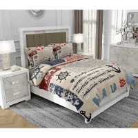 SOVIO Bettwäsche 160x200 cm + 2x70x80 cm, 3-teilig, 100% Baumwolle, Satin, Reißverschluss, Maritim, Bunt - | So.0196