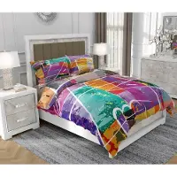 SOVIO Bettwäsche 200x220 cm + 2x70x80 cm, 3-teilig, 100% Baumwolle, Satin, Reißverschluss, abstrakt, Bunt - | So.0024