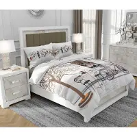 SOVIO Bettwäsche 200x220 cm + 2x70x80 cm, 3-teilig, 100% Baumwolle, Satin, Reißverschluss, Stadt, Beige - | So.0034