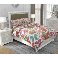SOVIO Bettwäsche 200x220 cm + 2x70x80 cm, 3-teilig, 100% Baumwolle, Satin, Reißverschluss, Blumen, Bunt - | So.9046