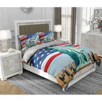 SOVIO Bettwäsche 200x220 cm + 2x70x80 cm, 3-teilig, 100% Baumwolle, Satin, Reißverschluss, Aufdruck, Bunt - | So.0050