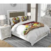 SOVIO Bettwäsche 140x200 cm + 2x70x80 cm, 3-teilig, 100% Baumwolle, Satin, Reißverschluss, Bunt - | So.0282