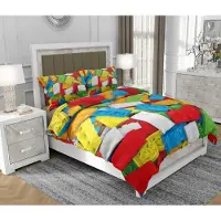SOVIO Bettwäsche 160x200 cm + 2x70x80 cm, 3-teilig, 100% Baumwolle, Satin, Reißverschluss, Bunt - | So.0129