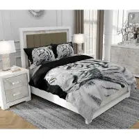 SOVIO Bettwäsche 160x200 cm + 2x70x80 cm, 3-teilig, 100% Baumwolle, Satin, Reißverschluss, Tiger, Schwarz - | So.0047