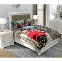 SOVIO Bettwäsche 160x200 cm + 2x70x80 cm, 3-teilig, 100% Baumwolle, Satin, Reißverschluss, Bunt - | So.0167