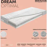 Benab Schaummatratze Dream Optimal Matratze 80 x 195 cm H4 / H5 hart 17 cm hohe Schaummatratzen, PUR, POE, 7 Zonen, Knoben