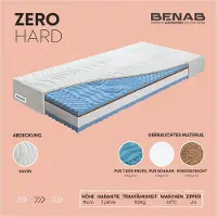 Benab Schaummatratze Zero Hard Matratze 90 x 195 cm H3 / H5 hart 19 cm hohe Schaummatratzen, Silber, Kokosnuss, PUR, 7 Zonen, Knoben, Partnermatratze