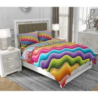 SOVIO Bettwäsche 140x200 cm + 2x70x80 cm, 3-teilig, 100% Baumwolle, Satin, Reißverschluss, Bunt - | So.0221