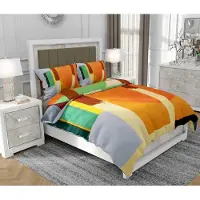 SOVIO Bettwäsche 140x200 cm + 2x70x80 cm, 3-teilig, 100% Baumwolle, Satin, Reißverschluss, Bunt - | So.0324