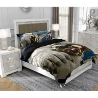 SOVIO Bettwäsche 140x200 cm + 2x70x80 cm, 3-teilig, 100% Baumwolle, Satin, Reißverschluss, Weltraum, Bunt - | So.Z0007