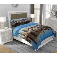 SOVIO Bettwäsche 200x220 cm + 2x70x80 cm, 3-teilig, 100% Baumwolle, Satin, Reißverschluss, abstrakt, Bunt - | So.0109