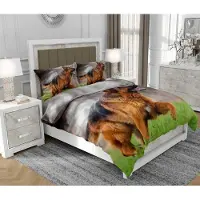 SOVIO Bettwäsche 160x200 cm + 2x70x80 cm, 3-teilig, 100% Baumwolle, Satin, Reißverschluss, Bunt - | So.Z0038