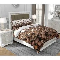 SOVIO Bettwäsche 140x200 cm + 2x70x80 cm, 3-teilig, 100% Baumwolle, Satin, Reißverschluss, Kaffee, Dunkelbraun - | So.0036
